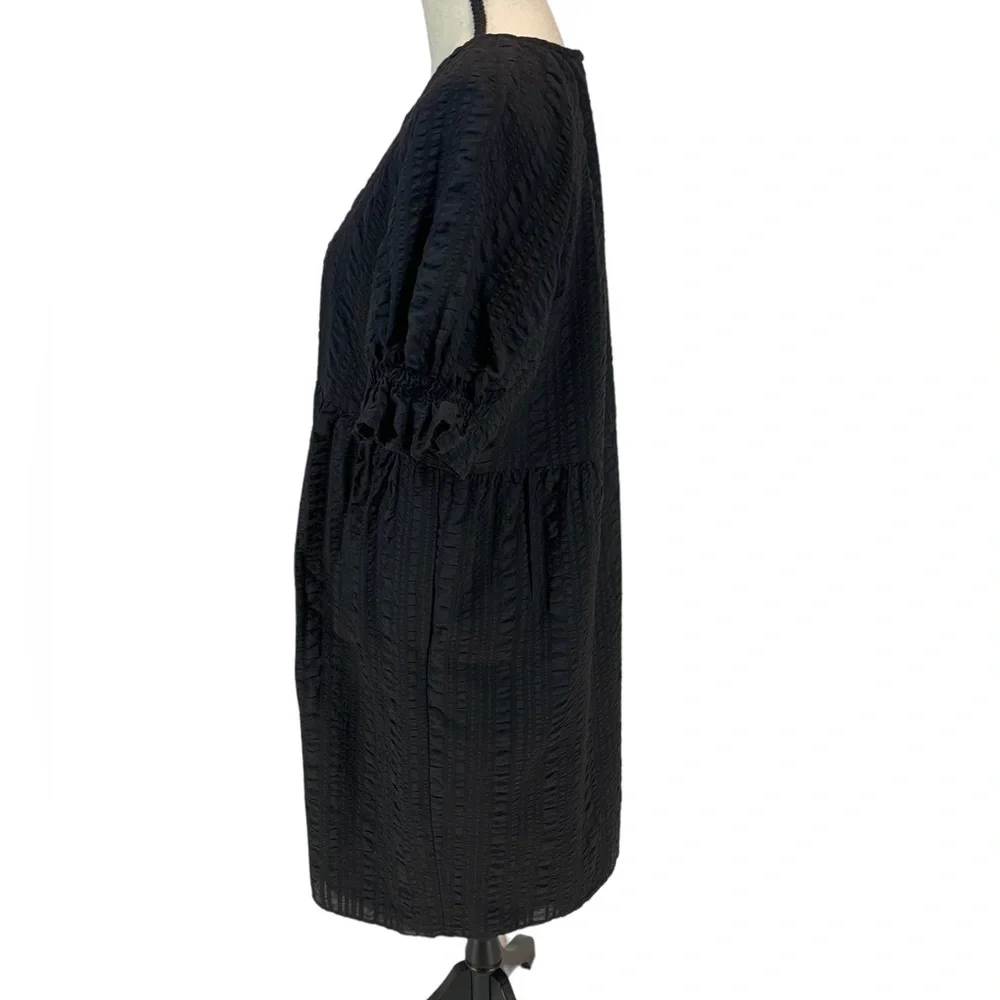 Nordstrom 100% Cotton Short Sleeve Crew Neck Midi Dress - Black - size Medium - Picture 4 of 7